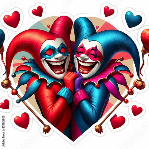 Obraz na płótnie isolated valentine jesters sticker white background