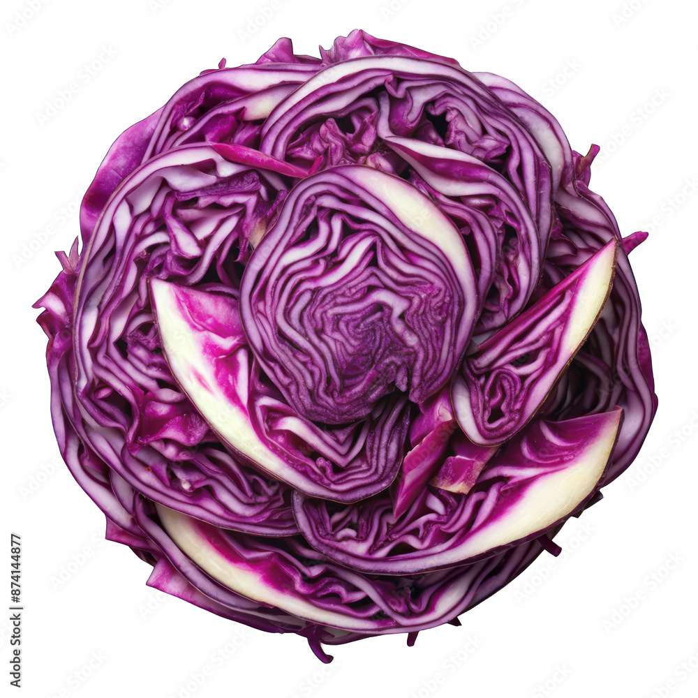 Sliced of red cabbage pile top view isolated on transparent background Sliced of red cabbage pile top view isolated on transparent background
