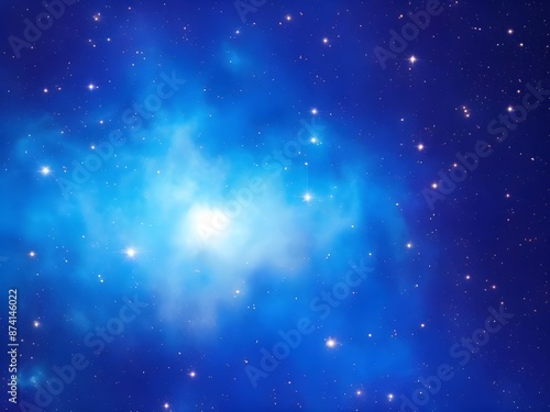 Vivid Blue Nebula with Stars Illuminating a Beautiful, Smooth Cosmic Background