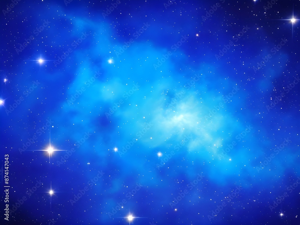 Fototapeta premium Vivid Blue Nebula with Stars Illuminating a Beautiful, Smooth Cosmic Background