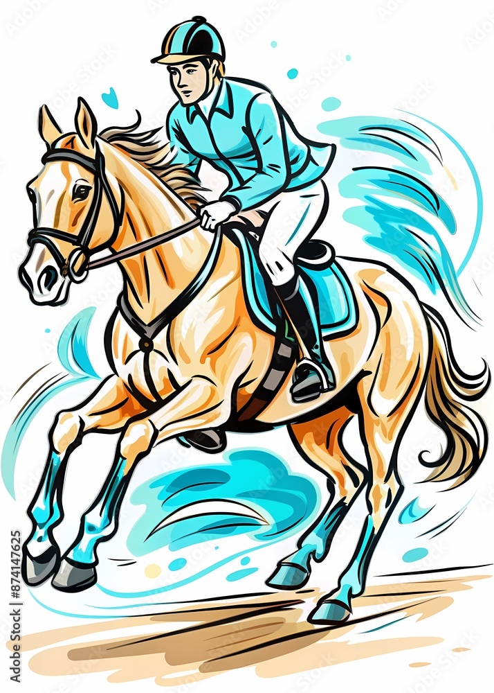 Obraz premium Harmony in Motion, Ideal for use in horse riding tutorials, sports magazines, equine therapy educational materials