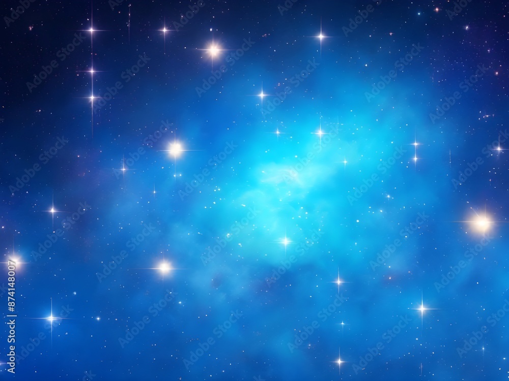 Vivid Blue Nebula with Stars Illuminating a Beautiful, Smooth Cosmic Background Vivid Blue Nebula with Stars Illuminating a Beautiful, Smooth Cosmic Background