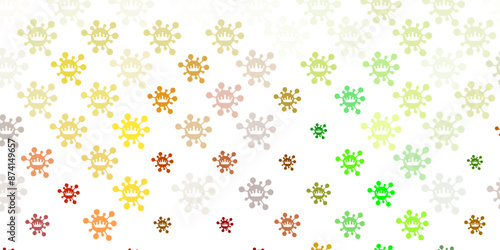 Light Green, Yellow vector template with flu signs.