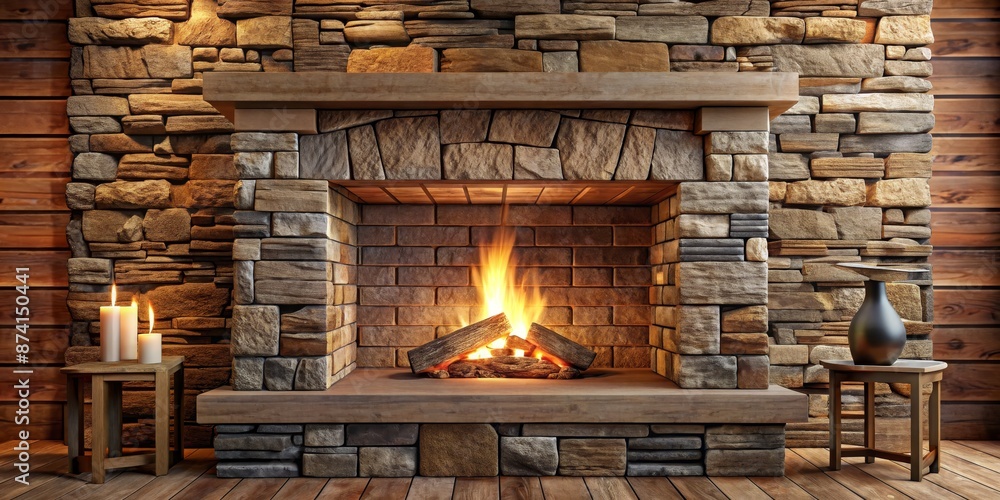 Stacked stone fireplace texture for construction, hearth, architecture, masonry, facade Stacked stone fireplace texture for construction, hearth, architecture, masonry, facade