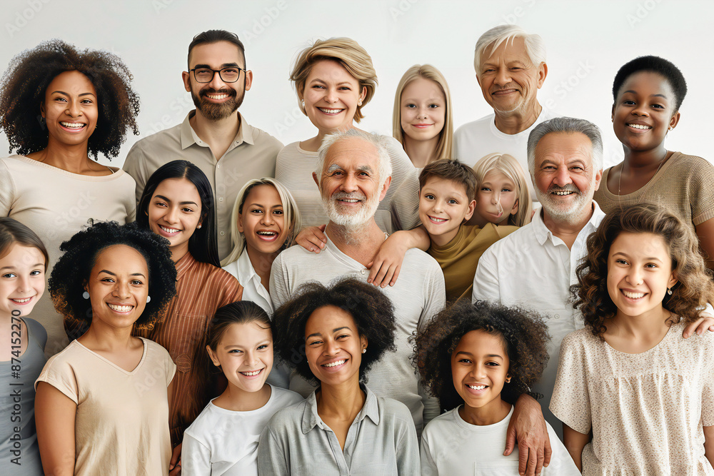 A large group of happy people from different ethnic groups and different generations of people A large group of happy people from different ethnic groups and different generations of people