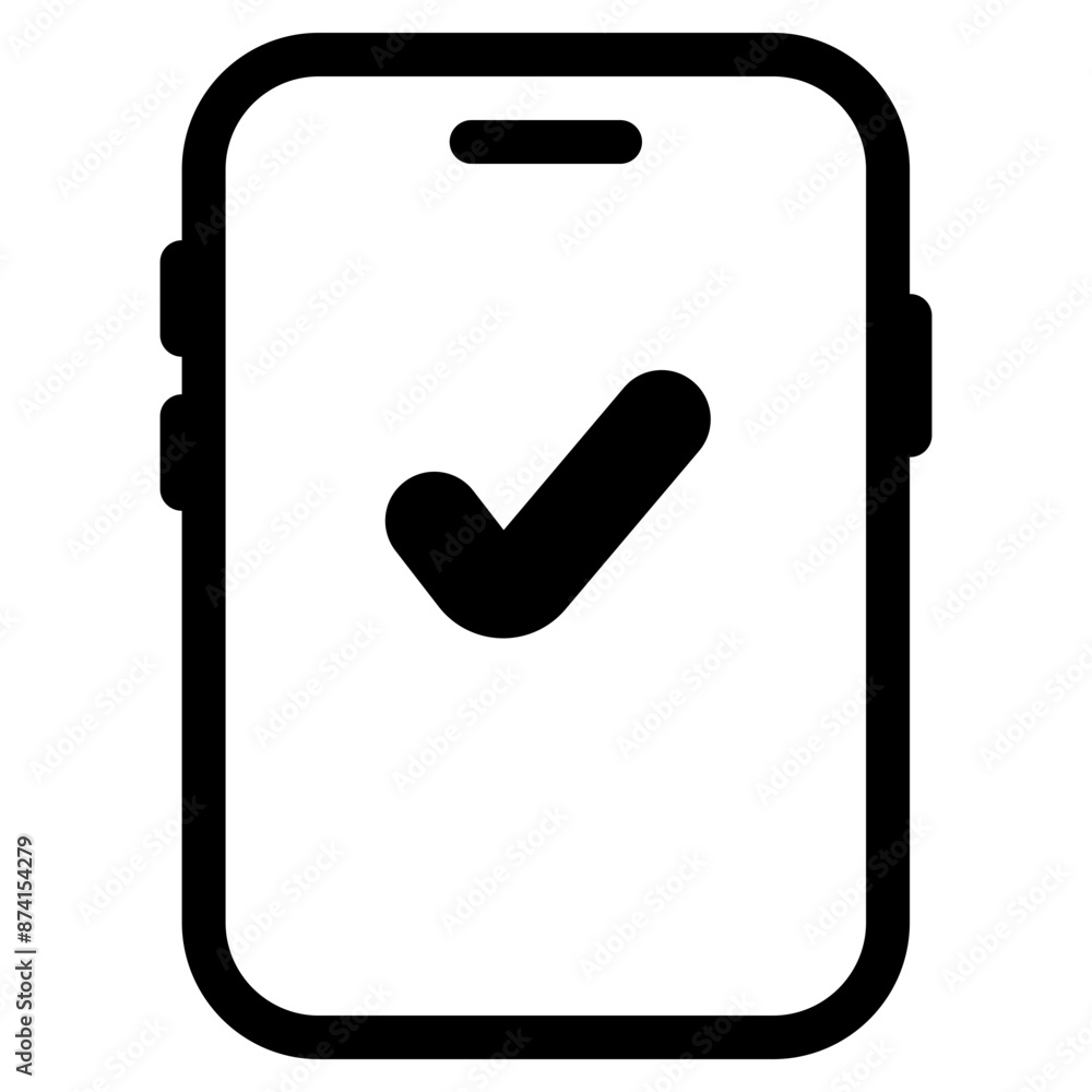mobile phone with check mark sign icon mobile phone with check mark sign icon