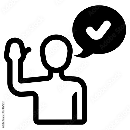 man raising hand agree gesture icon