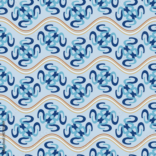 Seamless ethnic pattern of paisley and decorative Indian motif. Hand drown vector background