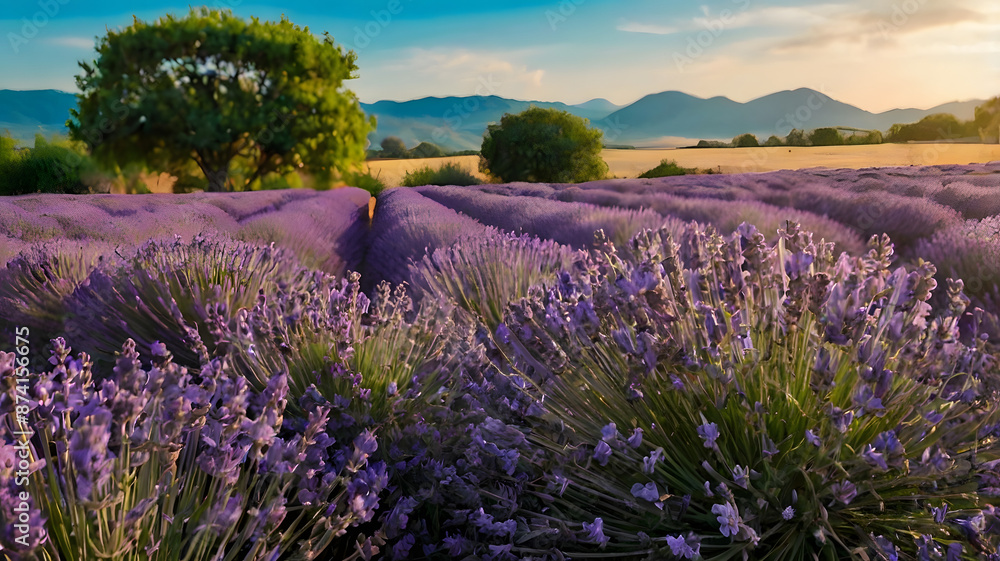 Naklejka premium lavender field in region, ai generated