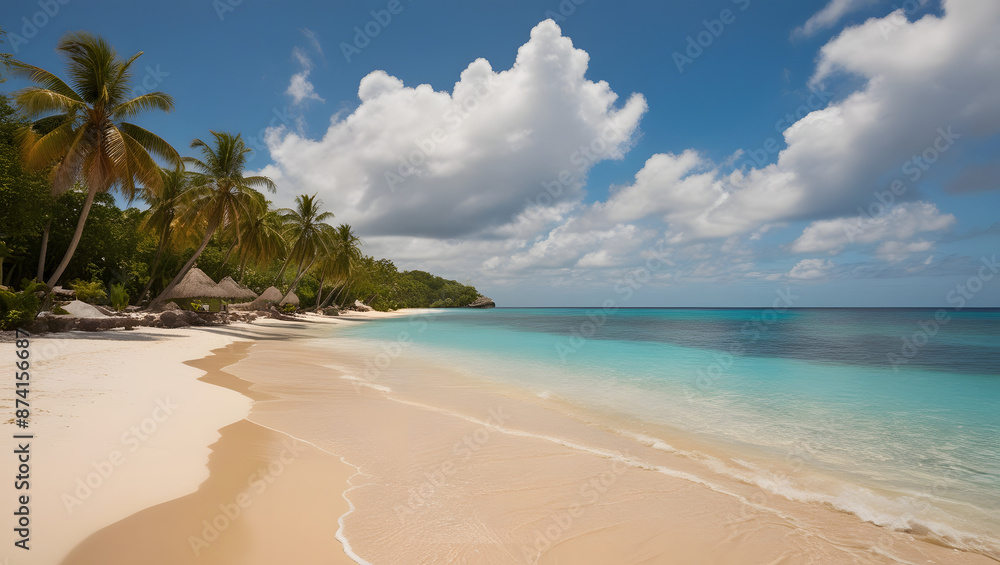 beach with palm trees, ai generated beach with palm trees, ai generated