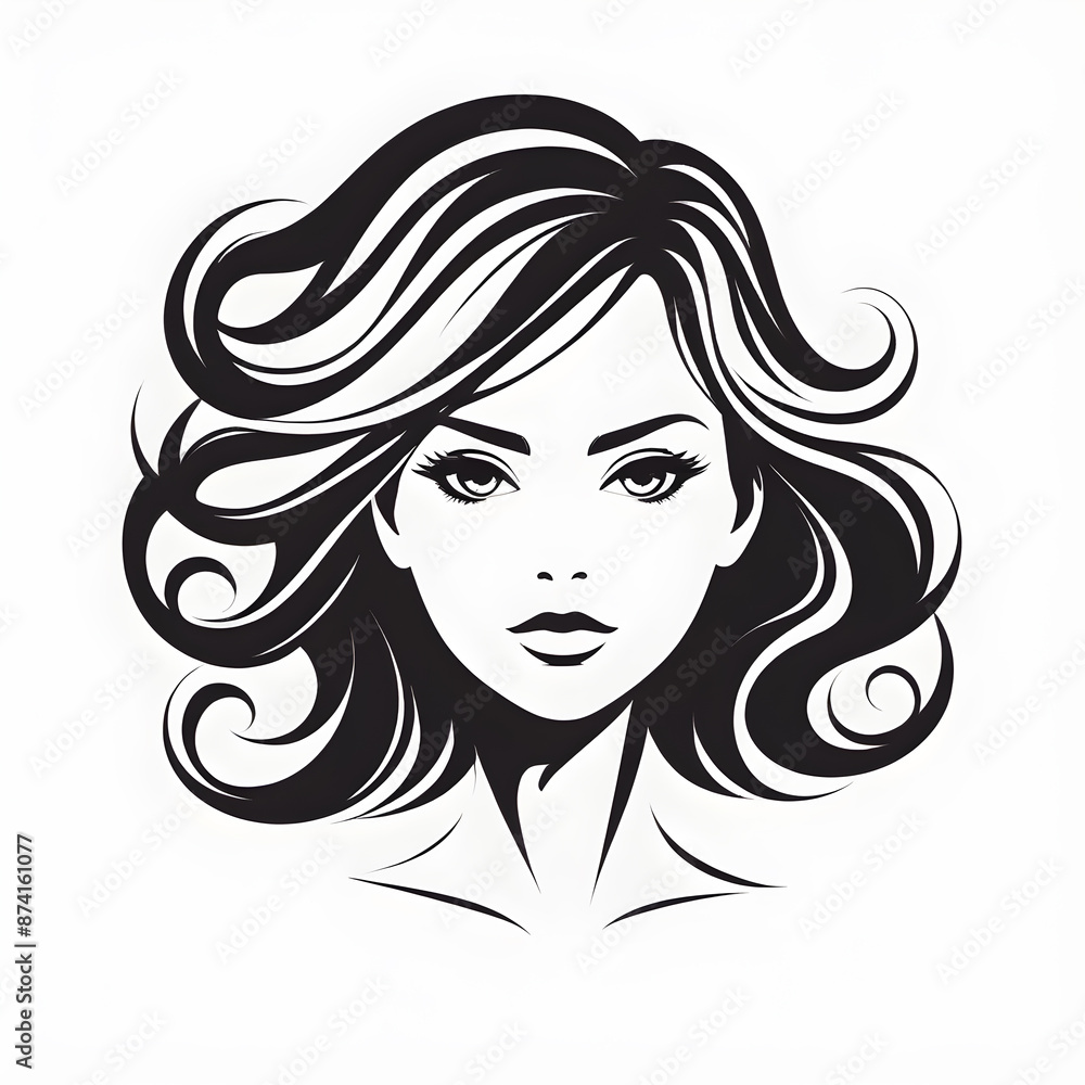 Woman hair logo icon on white background, Generative AI Woman hair logo icon on white background, Generative AI
