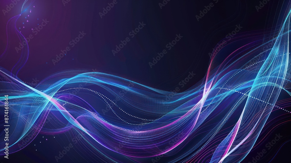 Fototapeta premium Abstract Neon Waves on a Dark Background