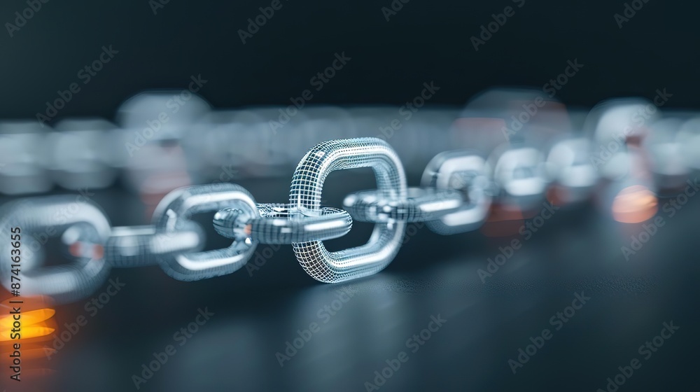 Close-up of a metal chain link, symbolizing connection, strength, and unity. Close-up of a metal chain link, symbolizing connection, strength, and unity.