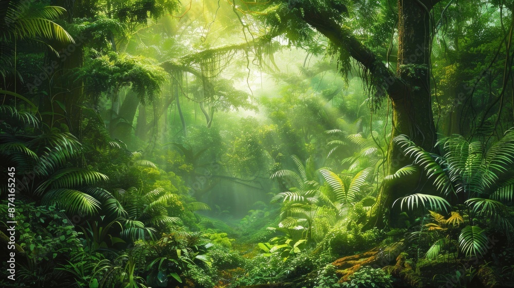 Jungle Adventure: Southeast Asian Rainforest with Dense Green Forest ...