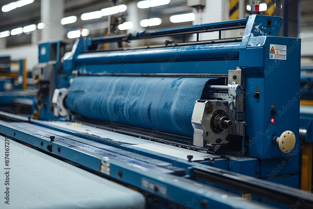 Modern Textile Manufacturing Machine in Operation Modern Textile Manufacturing Machine in Operation