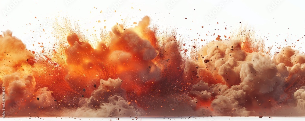 A fiery explosion with orange and brown smoke. A fiery explosion with orange and brown smoke.