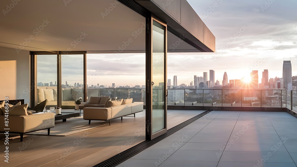 Fototapeta premium Modern living room and balcony