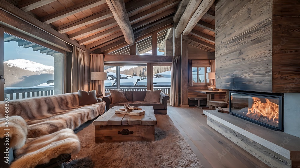 Living room in Swiss Alpine Chalet Living room in Swiss Alpine Chalet