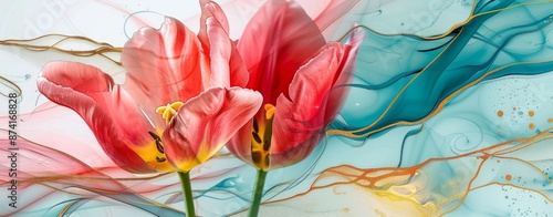 Wallpaper Mural Growing tulips flowers Torontodigital.ca