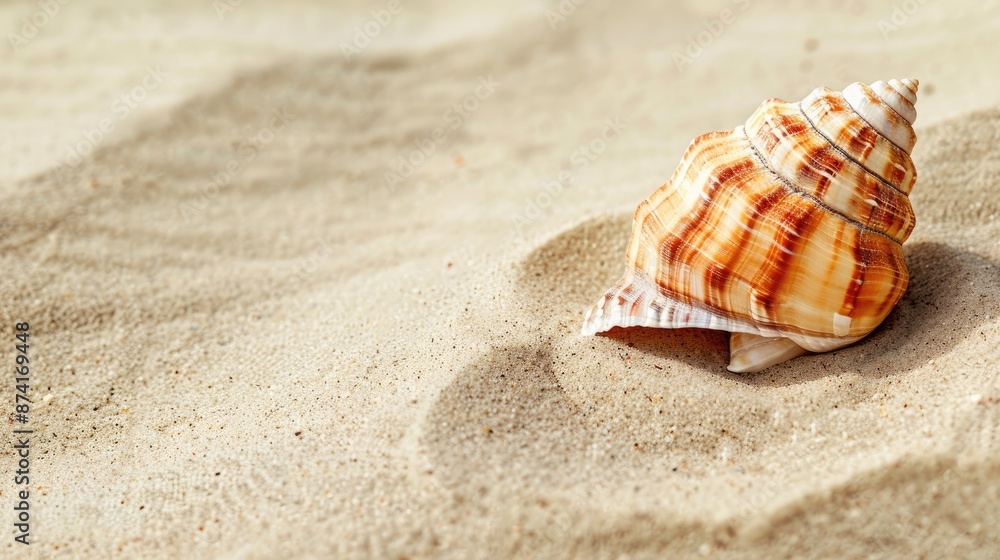 Seashell on sandy surface with room for text Seashell on sandy surface with room for text