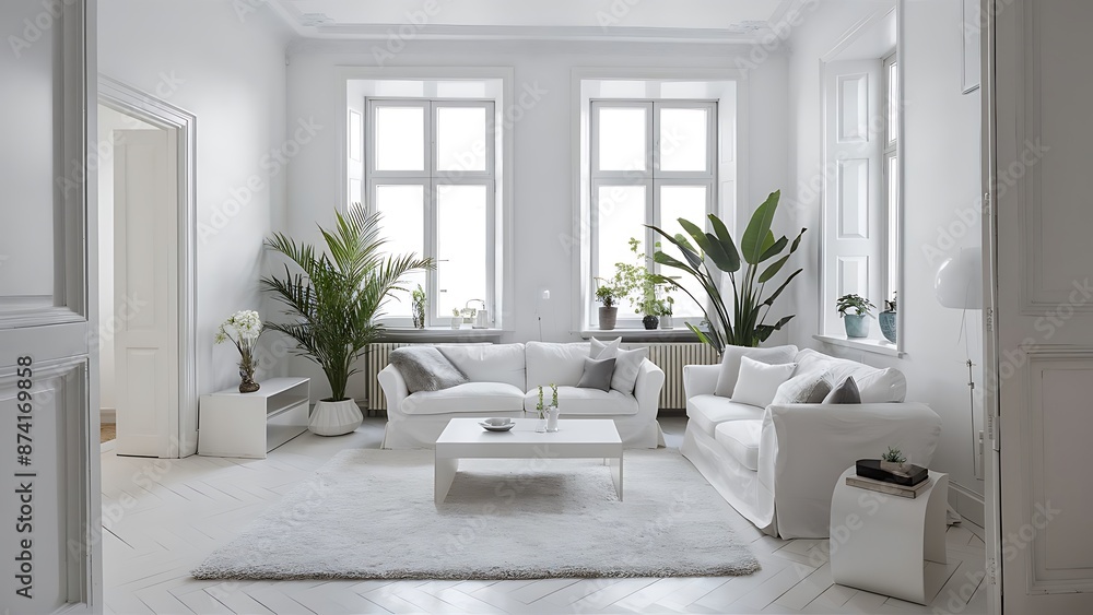 White minimalist living room White minimalist living room