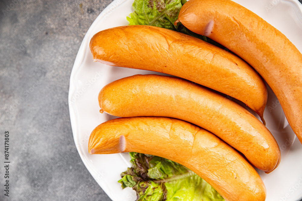 sausages meat pork or chicken, turkey fresh meal food snack on the table copy space food background rustic top view sausages meat pork or chicken, turkey fresh meal food snack on the table copy space food background rustic top view