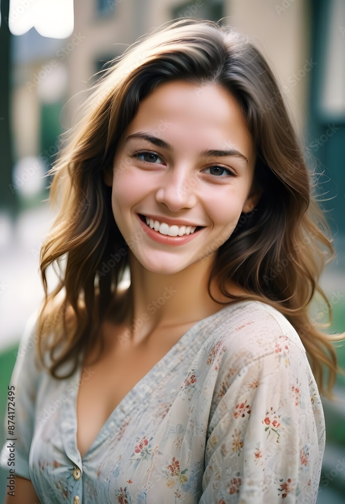 A young Caucasian woman smiling at the camera A young Caucasian woman smiling at the camera