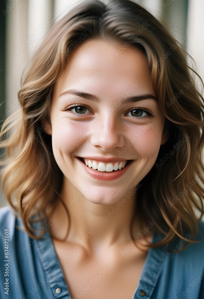 A young Caucasian woman smiling at the camera A young Caucasian woman smiling at the camera