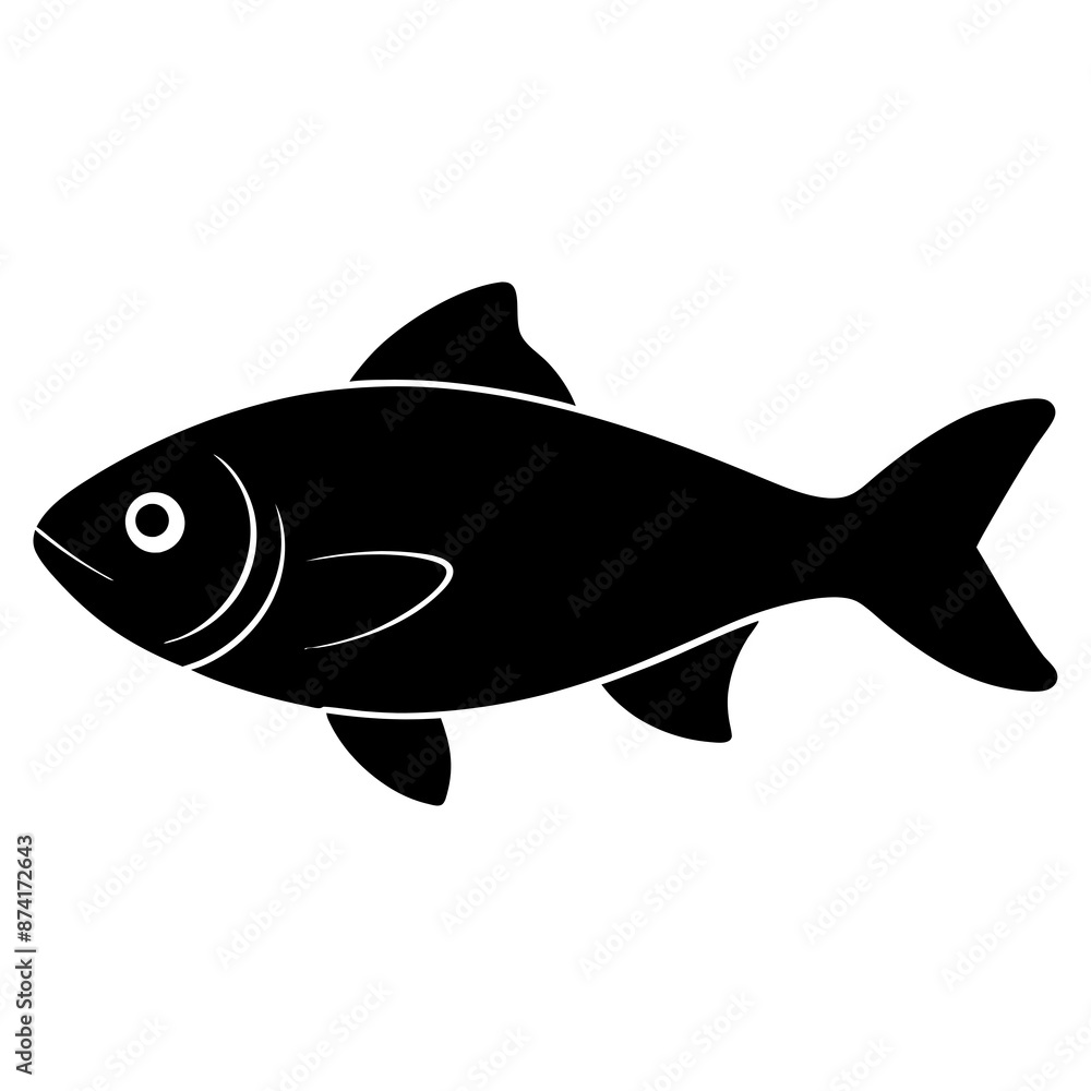 Black and White Fish Silhouette Illustration Black and White Fish Silhouette Illustration