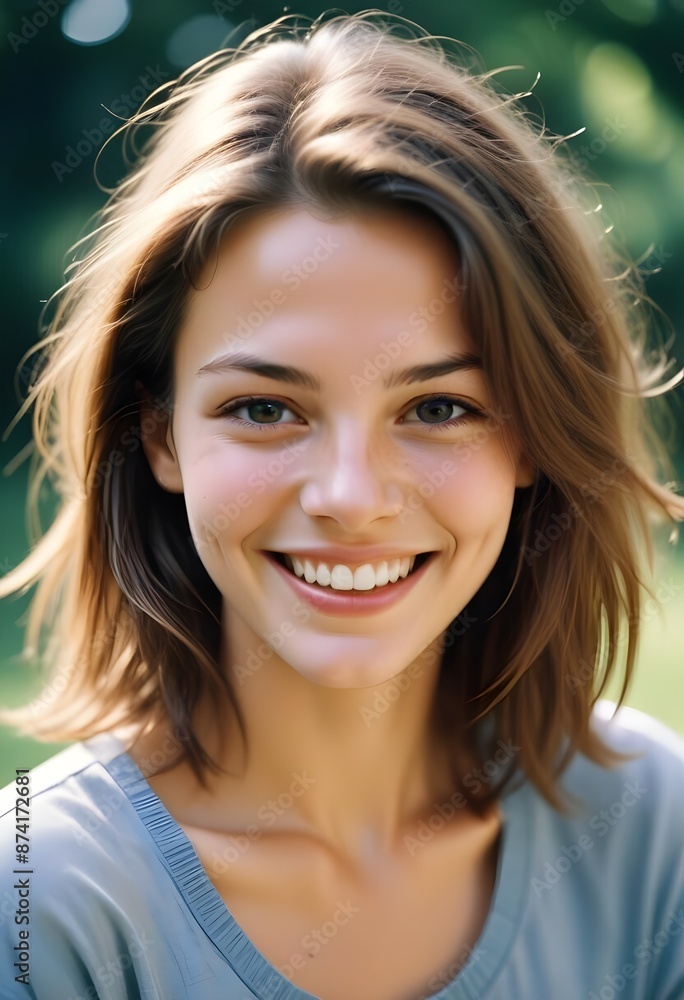 A young Caucasian woman smiling at the camera A young Caucasian woman smiling at the camera