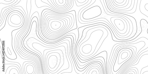 Abstract background wavy topographic line contour geography map. Seamless pattern and banner design. Modern and dynamic feel to topographic mapping vector illustration.	
