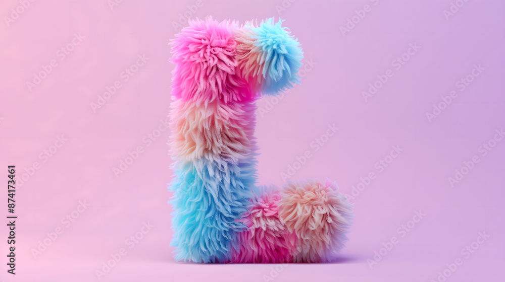 3D rendering of a colorful, furry lowercase letter 3D rendering of a colorful, furry lowercase letter