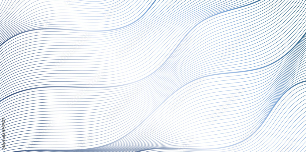Abstract blue linear background design. Future technology concept abstract gradient and blue wave curve lines banner design. Vector illustration.