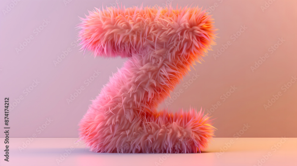 3D rendering of a colorful, furry lowercase letter 3D rendering of a colorful, furry lowercase letter