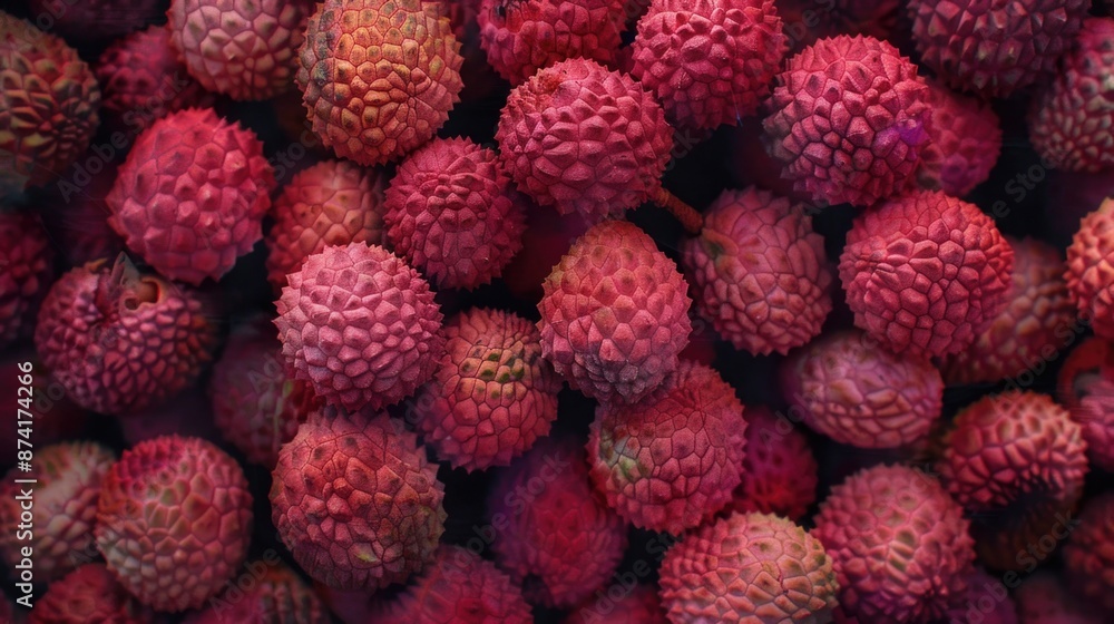 A close-up shot of a bunch of ripe red fruits, perfect for food or nature photography A close-up shot of a bunch of ripe red fruits, perfect for food or nature photography
