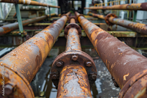 Old rusty pipes from an abandoned factory