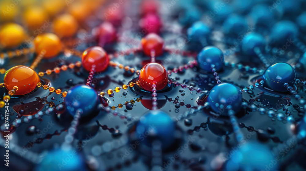 Abstract art featuring vibrant, interconnected spheres in blue, red, and orange, creating a dynamic and visually engaging pattern Abstract art featuring vibrant, interconnected spheres in blue, red, and orange, creating a dynamic and visually engaging pattern