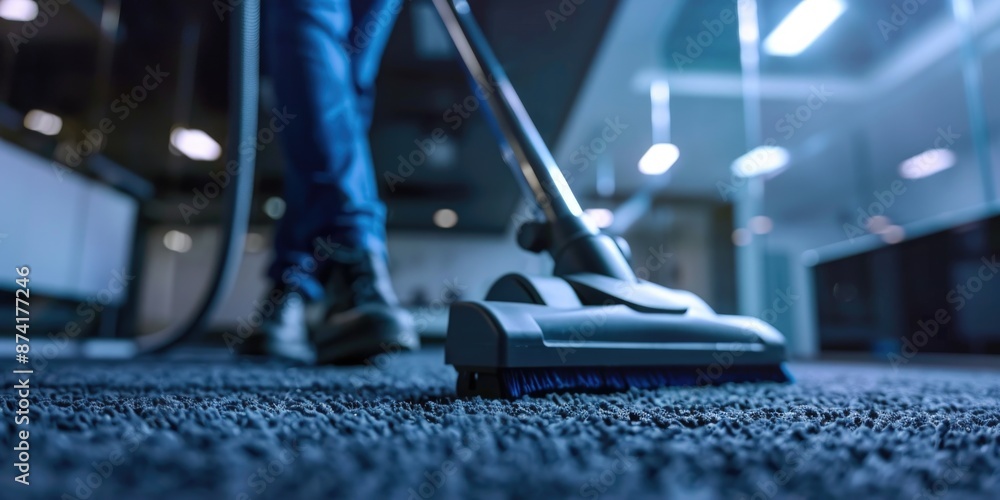 A person using a vacuum cleaner on a carpet for cleaning purposes, suitable for home decor or lifestyle images A person using a vacuum cleaner on a carpet for cleaning purposes, suitable for home decor or lifestyle images