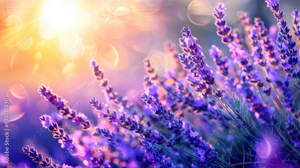 The Beauty of Lavender Blooms in the Bright Morning Sun Signifying Spring and Summer Seasons with Lavender Oil Tea and Fields The Beauty of Lavender Blooms in the Bright Morning Sun Signifying Spring and Summer Seasons with Lavender Oil Tea and Fields