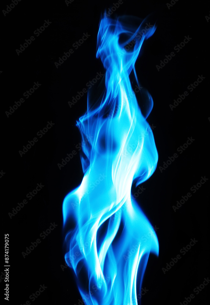 Blue flame fire overlay on black background Blue flame fire overlay on black background