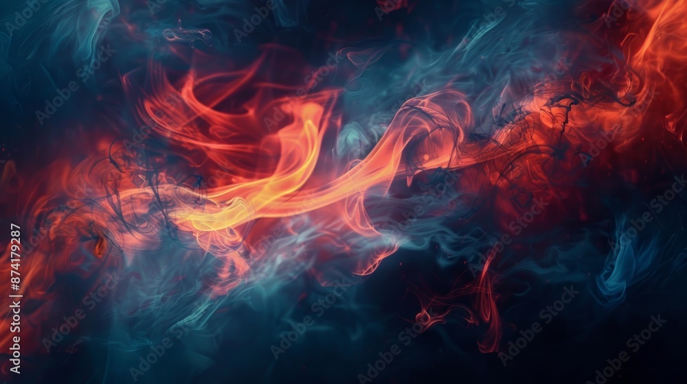 Fototapeta premium Abstract Smoke Swirls in Red and Blue