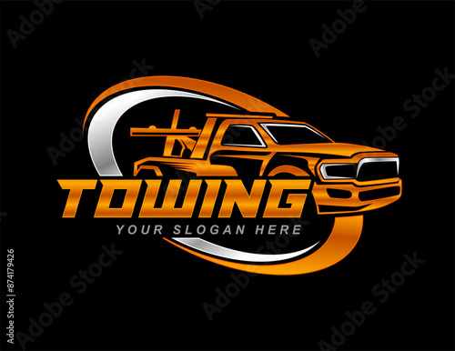 towing service logo template vector illustration for automotive on black background