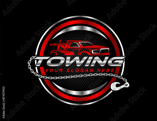 towing service logo template vector illustration for automotive on black background