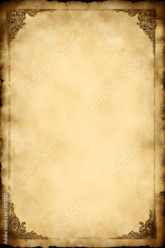 Papel antigo com textura envelhecida com moldura vintage em branco