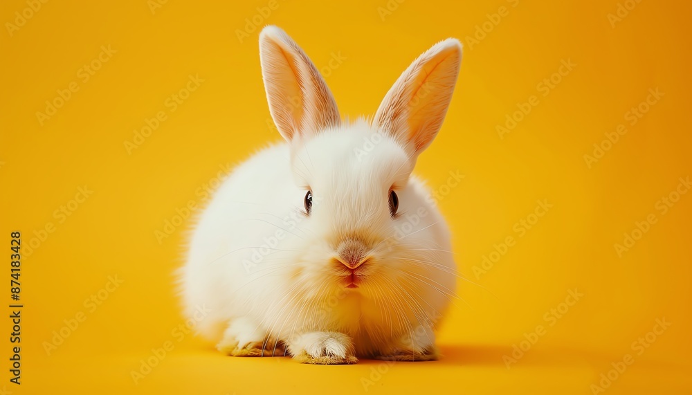 Cute white bunny rabbit in soft golden light. Cute white bunny rabbit in soft golden light.