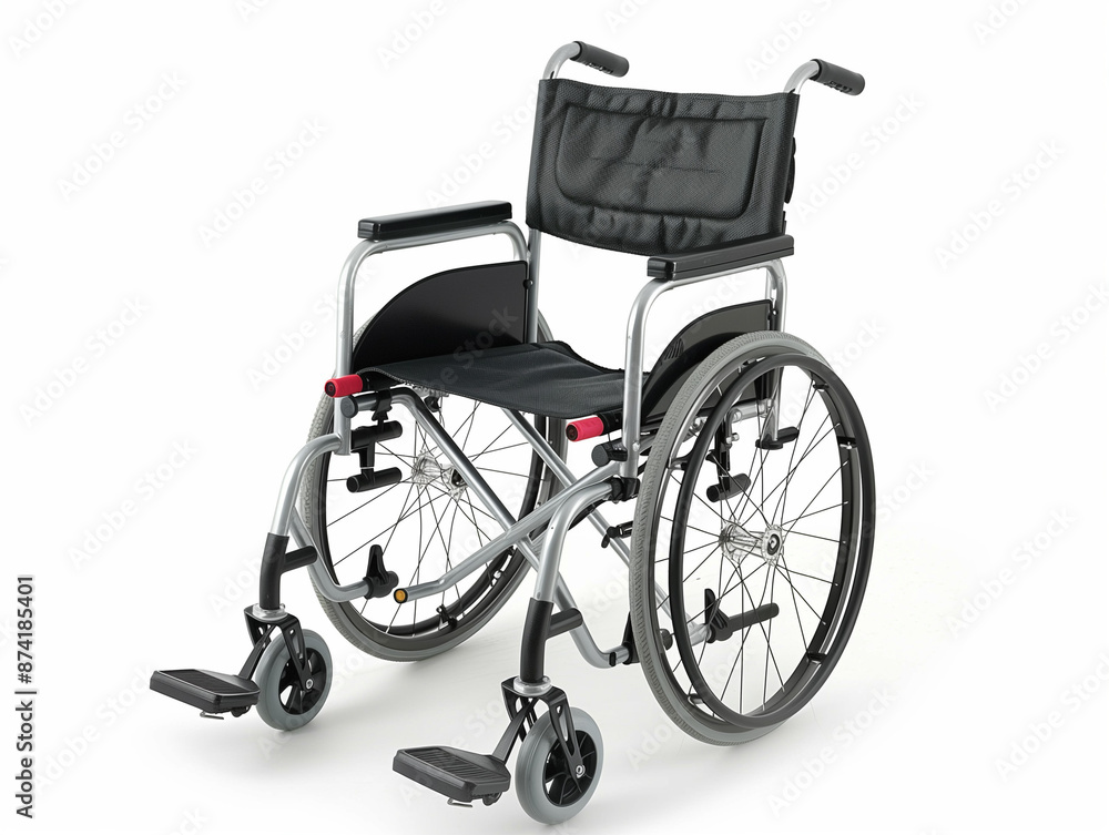 Fototapeta premium White background, black wheelchair