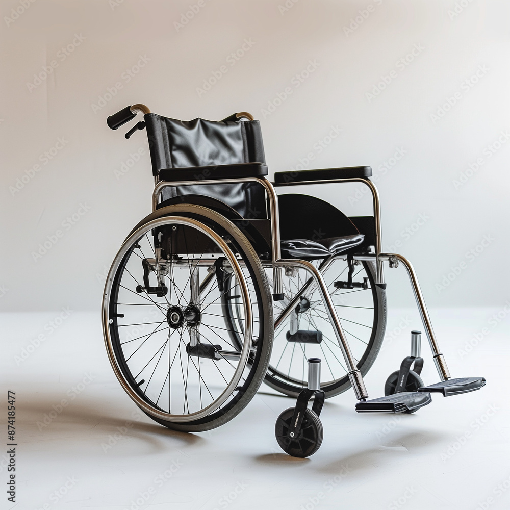 Fototapeta premium White background, black wheelchair