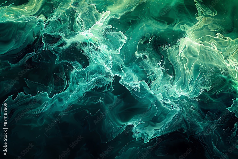 Waves of ultraviolet energy merging with serene jade hues, creating a dynamic abstract canvas with liquid fluidity and depth, captured with HD clarity. Waves of ultraviolet energy merging with serene jade hues, creating a dynamic abstract canvas with liquid fluidity and depth, captured with HD clarity.