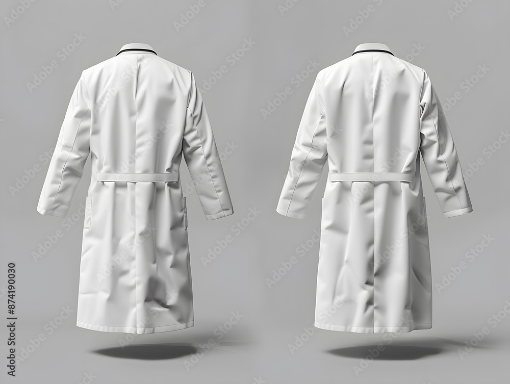 Back View of Two White Lab Coats on Display Back View of Two White Lab Coats on Display