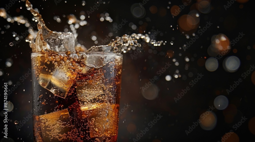 A glass filled with soda and a splash of water, great for illustration or design A glass filled with soda and a splash of water, great for illustration or design